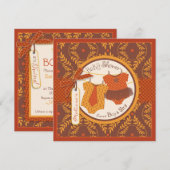 Tutu & Stropdas & Najaar Damask Vine Twins Baby sh Kaart (Voorkant / Achterkant)