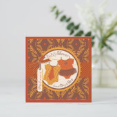 Tutu & Stropdas & Najaar Damask Vine Twins Baby sh Kaart (Staand voorkant)