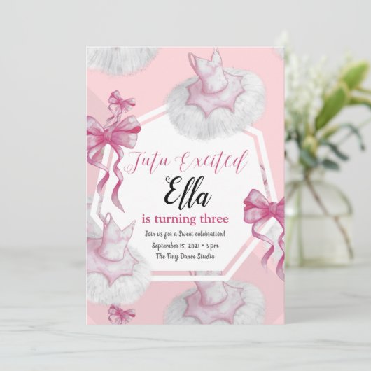Tutu Sweet Birthday Invitation Kaart (Staand voorkant)