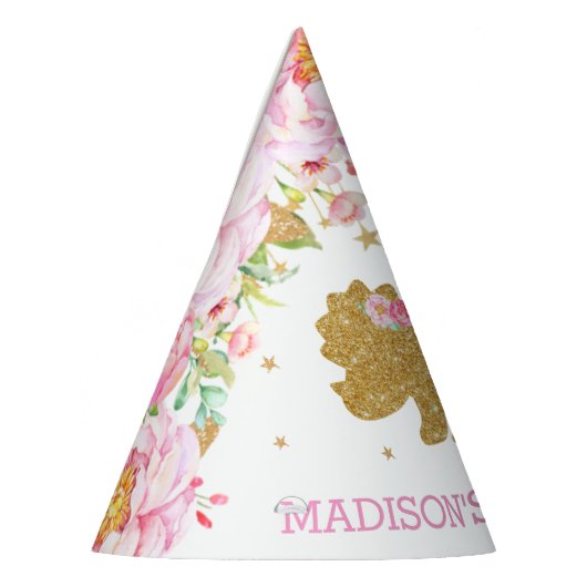 Tutu Triceratop Dinosaurus Roze Bloemen Goud Verja Feesthoedjes (Links)