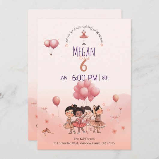 Tutu Twirling Ballet, diverse ballerina verjaardag Kaart (Voorkant / Achterkant)