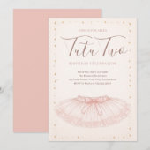 Tutu Two Birthday Invitation Kaart (Voorkant / Achterkant)