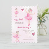 Tutu Zoete Ballerina Uitnodiging (Staand voorkant)