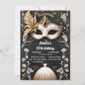 tutu zwart goud chic Masquerade 50e verjaardag Kaart (Voorkant)