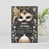 tutu zwart goud chic Masquerade 50e verjaardag Kaart (Staand voorkant)