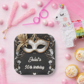 tutu zwart goud chic Masquerade 50e verjaardag Papieren Bordje (Feest)