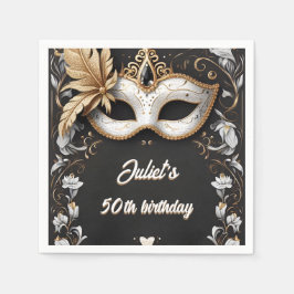 tutu zwart goud chic Masquerade 50e verjaardag Servet