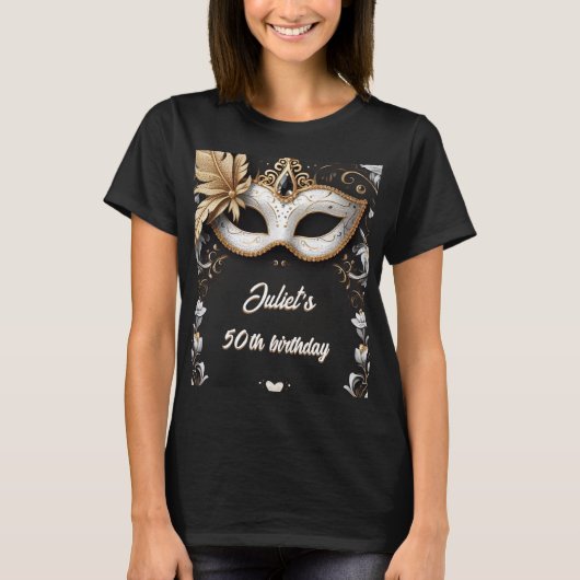 tutu zwart goud chic Masquerade 50e verjaardag T-shirt (Voorkant)