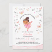 Tutu's and Twirls Ballerina Birthday Invitation Kaart (Voorkant)