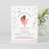 Tutu's and Twirls Ballerina Birthday Invitation Kaart (Staand voorkant)