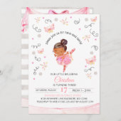 Tutu's and Twirls Ballerina Birthday Invitation Kaart (Voorkant / Achterkant)