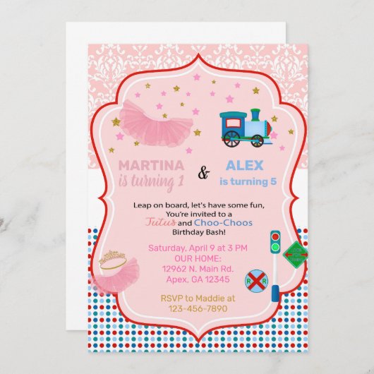 Tutu's en broers en zussen uitnodigen voor hun ver kaart (Voorkant / Achterkant)