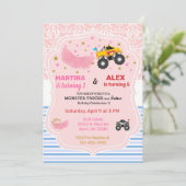 Tutus en monstervrachtwagens die hun verjaardag vi kaart (Staand voorkant)