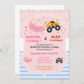 Tutus en monstervrachtwagens die hun verjaardag vi kaart (Voorkant / Achterkant)