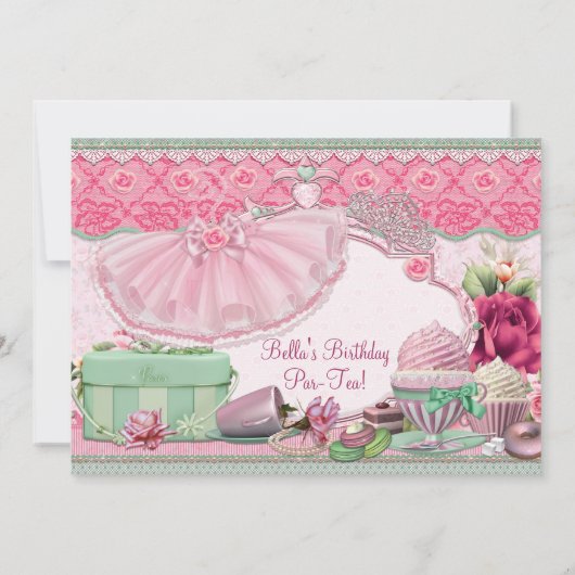 Tutus en Tea Party meisjes aankleden Kaart (Achterkant)