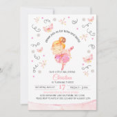 Tutu's en Twirls Ballerina Birthday Uitnodiging (Voorkant)
