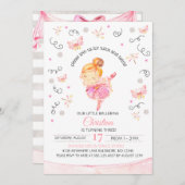Tutu's en Twirls Ballerina Birthday Uitnodiging (Voorkant / Achterkant)