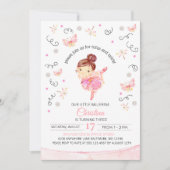 Tutu's en Twirls Ballerina Birthday Uitnodiging (Voorkant)
