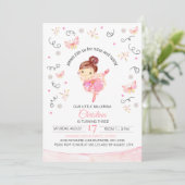 Tutu's en Twirls Ballerina Birthday Uitnodiging (Staand voorkant)
