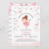 Tutu's en Twirls Ballerina Birthday Uitnodiging (Voorkant / Achterkant)