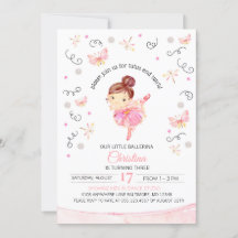 Tutu's en Twirls Ballerina Birthday Uitnodiging