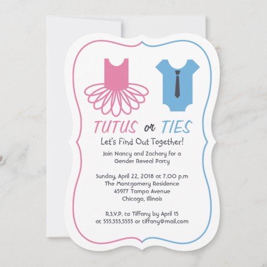 Tutus of Stropdas Gender Reopenbaarmakingsfeest Kaart (Voorkant)