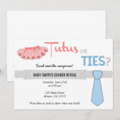 Tutus of Stropdassen Gender onthullen uitnodiginge Kaart (Voorkant / Achterkant)