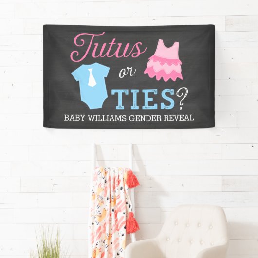 Tutus of Stropdassen Gender Reopenbaart Baby showe Spandoek (Insitu)