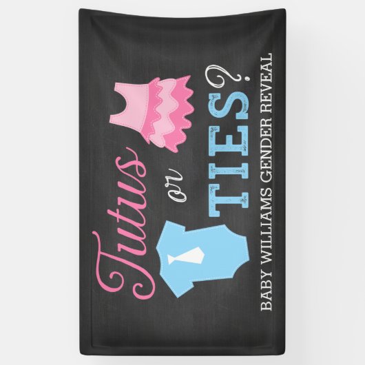 Tutus of Stropdassen Gender Reopenbaart Baby showe Spandoek (Verticaal)