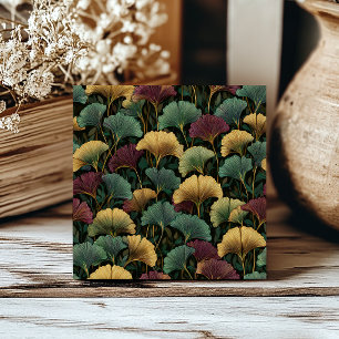Tuurblauw Bourgondiërood Ginkgo Patroon  Tegeltje