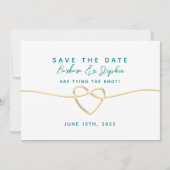 Tuurblauw Calligrafie Bruiloft Save The Date (Voorkant)