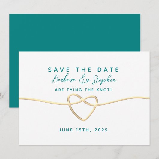 Tuurblauw Calligrafie Bruiloft Save The Date (Voorkant / Achterkant)