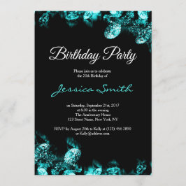 Tuurblauw Diamanten Verjaardagsfeest Uitnodiging