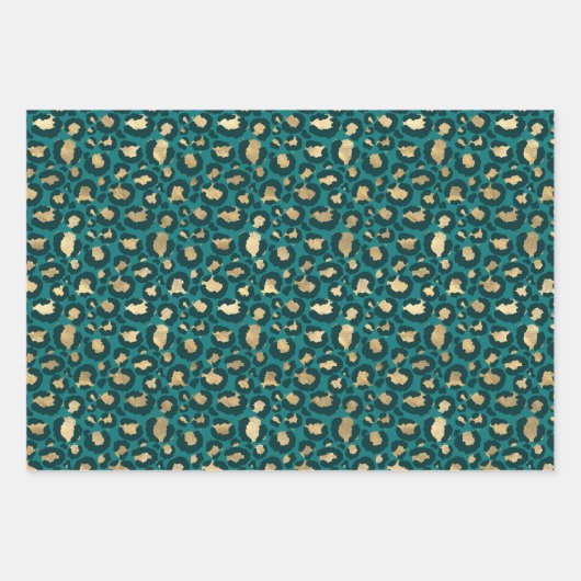 Tuurblauw en Goud Inpakpapier Vel (Voorkant 2)