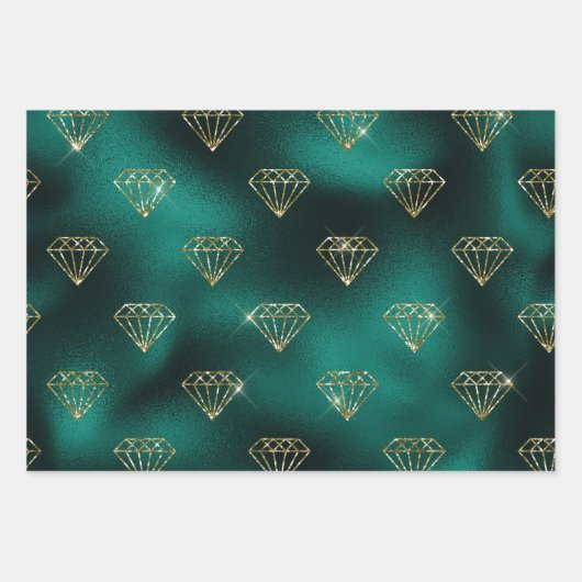 Tuurblauw en Goud Inpakpapier Vel (Voorkant)