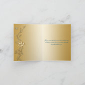 Tuurblauw en gouden bloemkaart bedankje bedankkaart (Binnen)