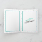 Tuurblauw en grijs Whimsical Hart en Strikken Vale Kaart (Binnen)