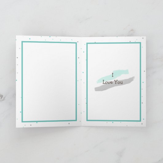 Tuurblauw en grijs Whimsical Hart en Strikken Vale Kaart (Binnen)