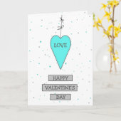 Tuurblauw en grijs Whimsical Hart en Strikken Vale Kaart (Gele Bloem)