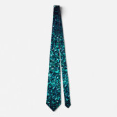 Tuurblauw Groen Glitter Abstract Verjaardag Bruilo Stropdas (Voorkant)