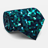 Tuurblauw Groen Glitter Abstract Verjaardag Bruilo Stropdas (Opgerold)