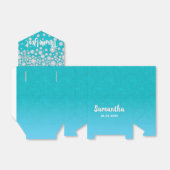 Tuurblauw groene glitter diamanten dank je naam bedankdoosjes (Uitgevouwen)