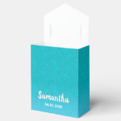 Tuurblauw groene glitters diamanten dank je naam bedankdoosjes (Geopend)