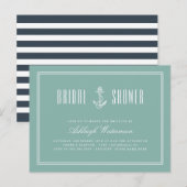 Tuurblauw & Marineblauw Maritieme Anker Bruidsdouc Uitnodiging Briefkaart (Voorkant / Achterkant)