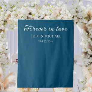 Tuurblauw Oneindig Verliefd Trouwachtergrond Wandkleed