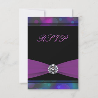 Tuurblauw Paarse Quinceanera RSVP Kaartje