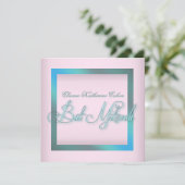 Tuurblauw Roze Bat Mitzvah Uitnodigingen (Staand voorkant)