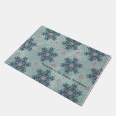 Tuurblauw ruwe sneeuwvlokken deurmat ontwerp (Schuin)
