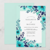 Tuurblauw Schitterende Zomer Bruiloft Kaart (Voorkant / Achterkant)