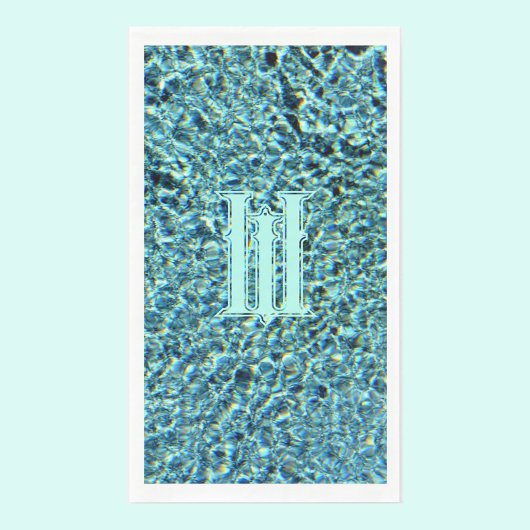 Tuurblauw turkoois glanzend met monogram servet